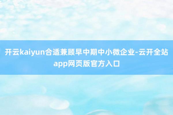 开云kaiyun合适兼顾早中期中小微企业-云开全站app网页版官方入口
