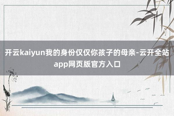 开云kaiyun我的身份仅仅你孩子的母亲-云开全站app网页版官方入口