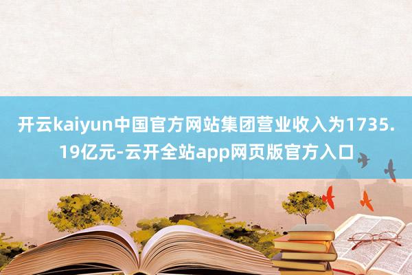 开云kaiyun中国官方网站集团营业收入为1735.19亿元-云开全站app网页版官方入口