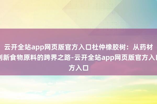 云开全站app网页版官方入口杜仲橡胶树：从药材到新食物原料的跨界之路-云开全站app网页版官方入口