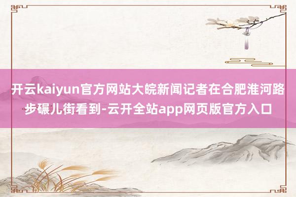 开云kaiyun官方网站大皖新闻记者在合肥淮河路步碾儿街看到-云开全站app网页版官方入口