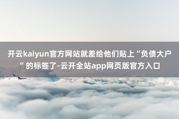 开云kaiyun官方网站就差给他们贴上“负债大户”的标签了-云开全站app网页版官方入口