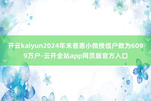开云kaiyun2024年末普惠小微授信户数为6099万户-云开全站app网页版官方入口