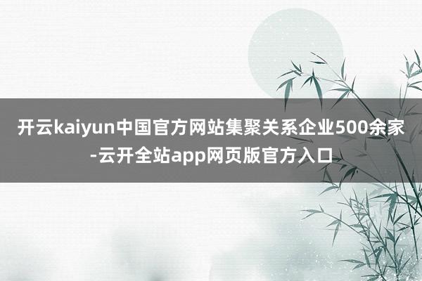 开云kaiyun中国官方网站集聚关系企业500余家-云开全站app网页版官方入口