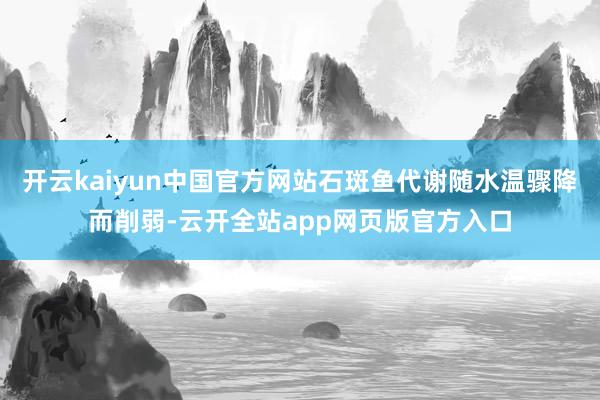 开云kaiyun中国官方网站石斑鱼代谢随水温骤降而削弱-云开全站app网页版官方入口