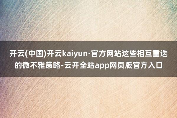 开云(中国)开云kaiyun·官方网站这些相互重迭的微不雅策略-云开全站app网页版官方入口